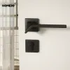 Haobao indoor black silent magnetic suction Nordic modern simple bedroom solid wood door lock hardware three-piece set Application Scenario